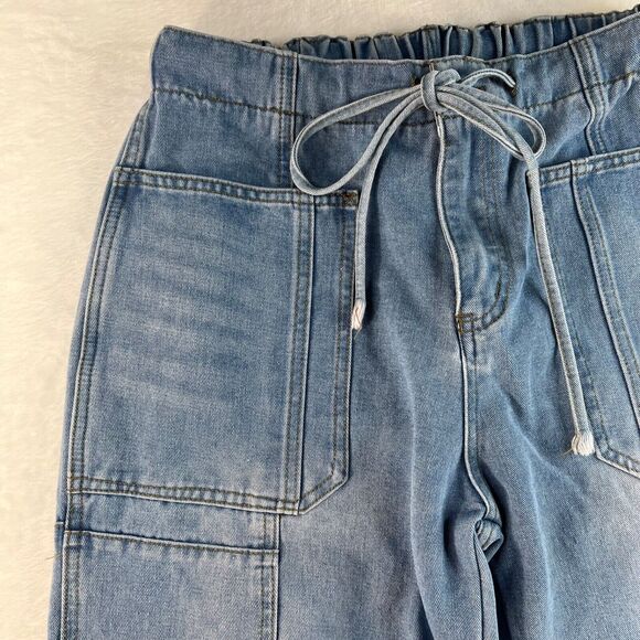 Blue Ankle Cropped Jeans with High Waist and Tapered Legs - Picture 5 of 15